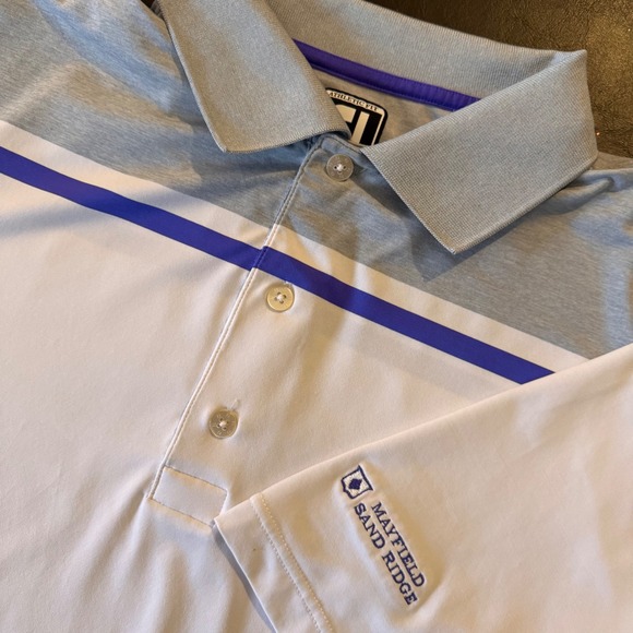 FootJoy Other - Footjoy‎ FJ Athletic Fit Mens Golf Polo Shirt White Grey L Mayfield Sand Ridge
